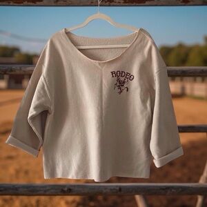 United States Rodeo Cowboy Show 1990 Wild West Distressed Sweatshirt Large beige